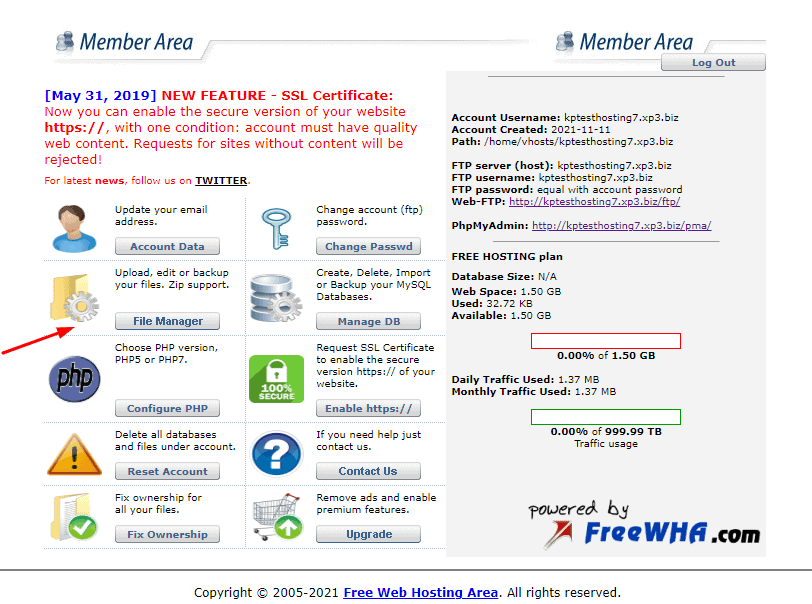 FreeWebHostingArea 接口