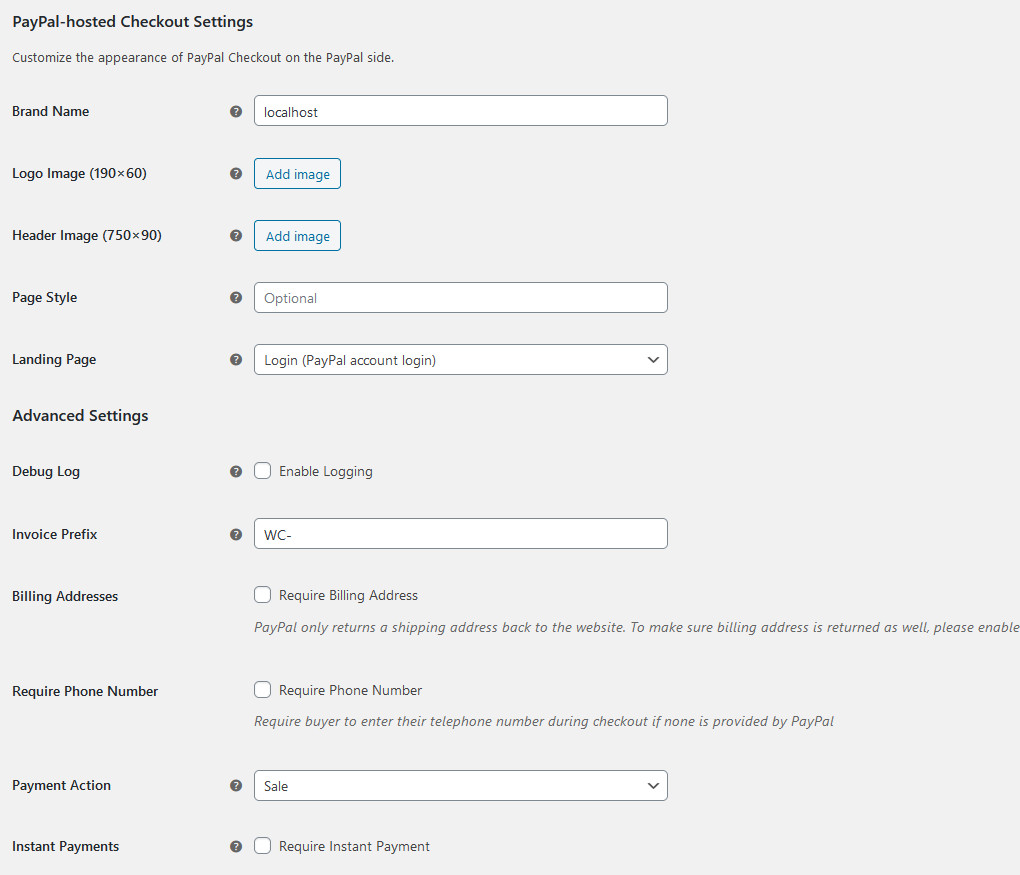 woocommerce paypal - การตั้งค่าการชำระเงิน