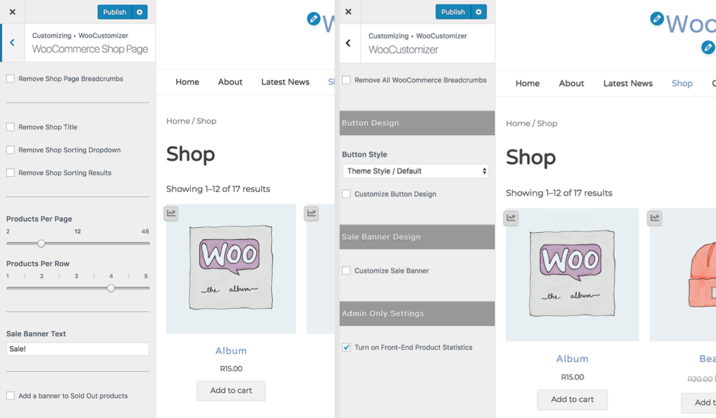 Passen Sie die WooCommerce-Shop-Seite an - WooCustomizer