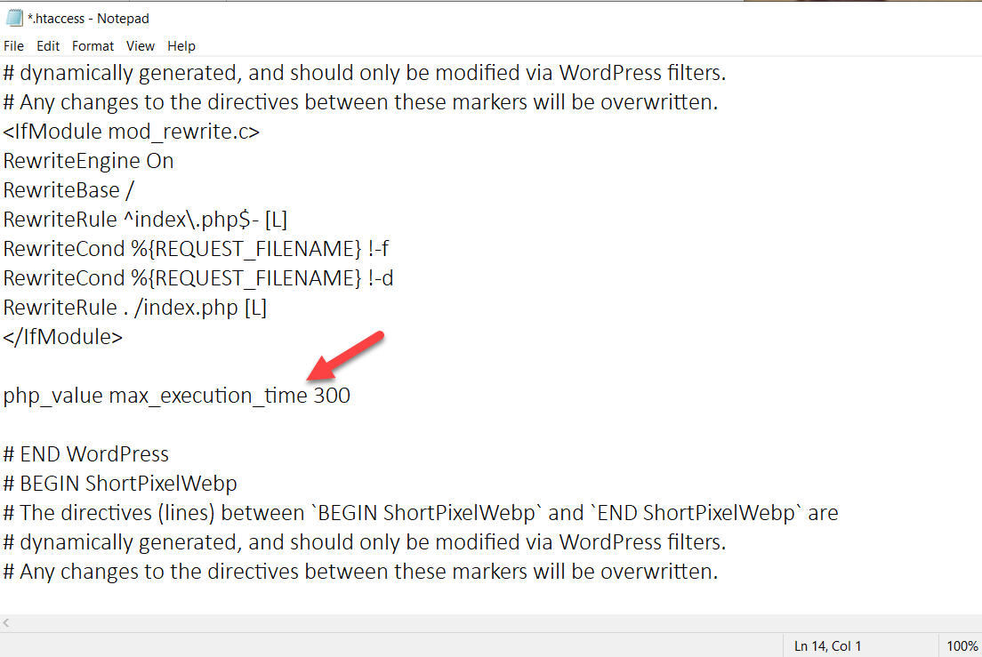 แก้ไขข้อผิดพลาดในการดำเนินการสูงสุด - htaccess file