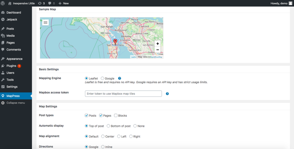 Integrieren Sie Google Maps mit WordPress mit MapPress