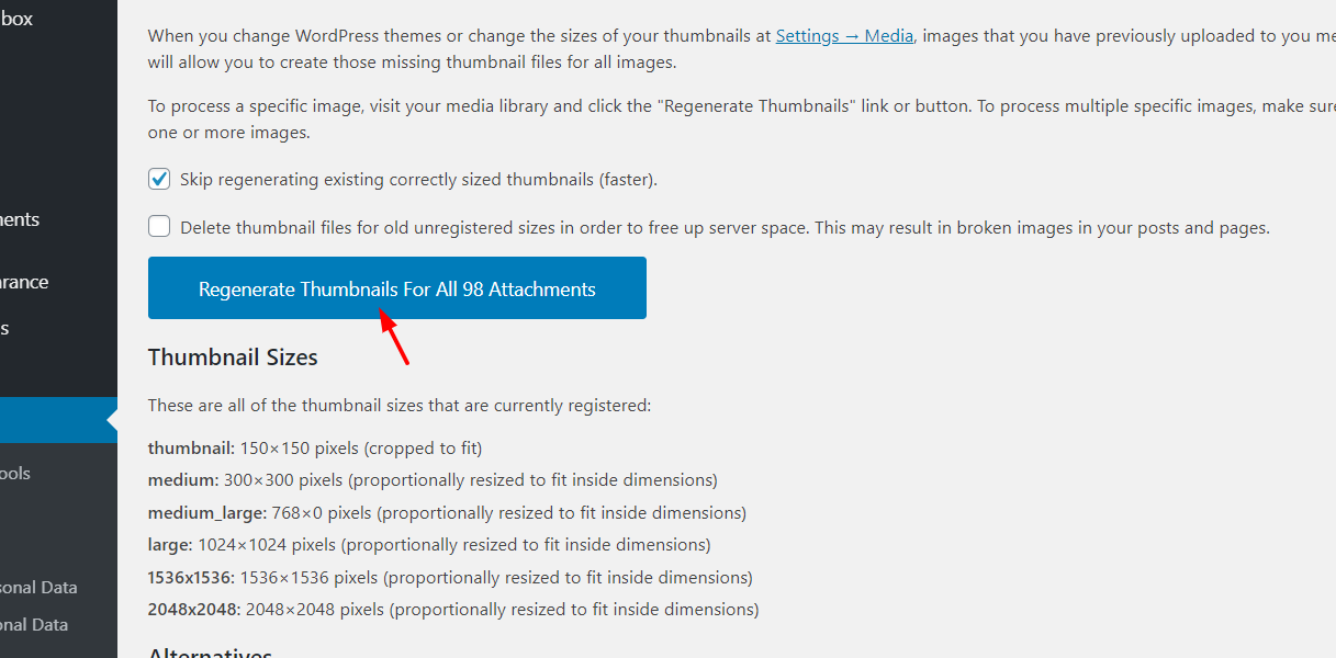 So entfernen Sie Thumbnails in WordPress - Verwenden Sie das Plugin Regenerate Thumbnails