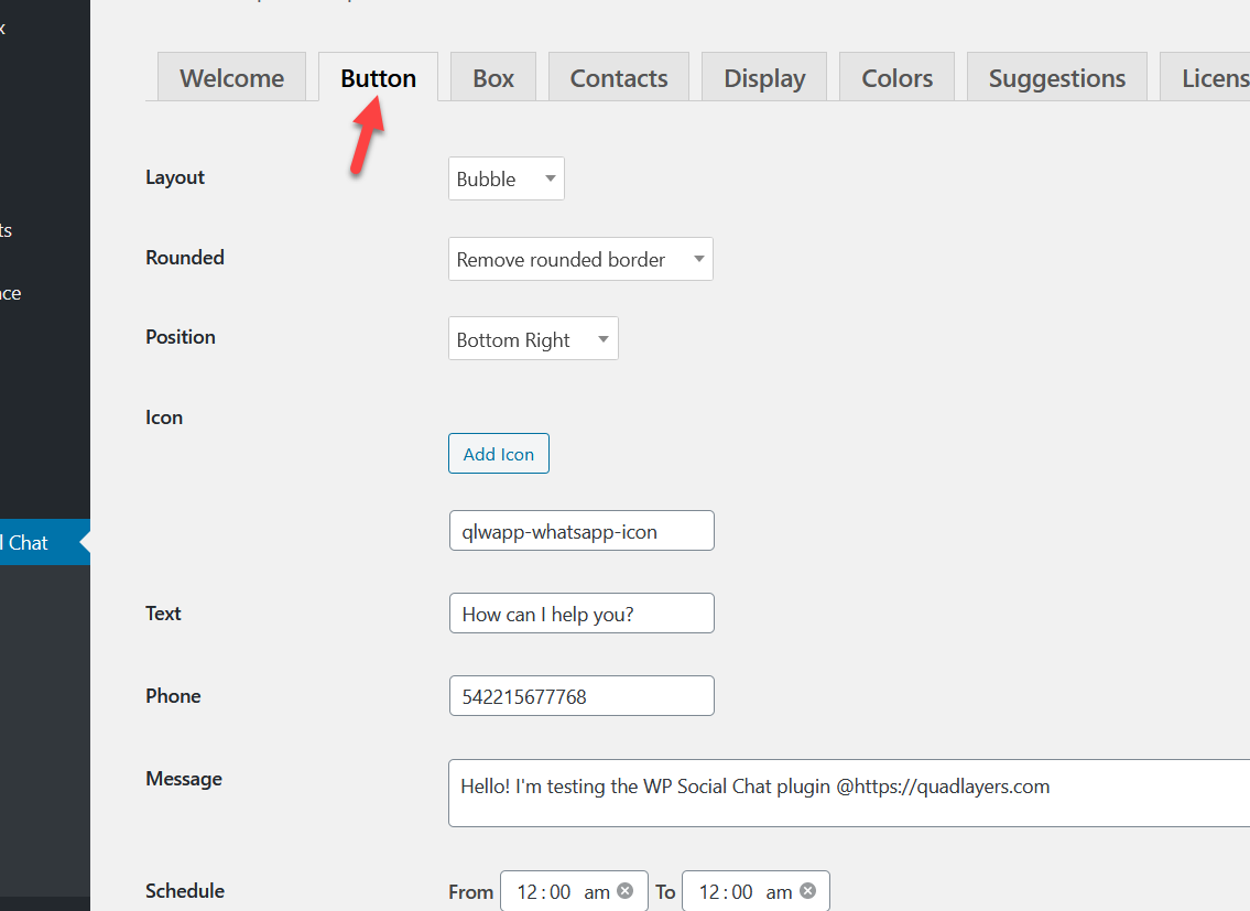 configuración de botones