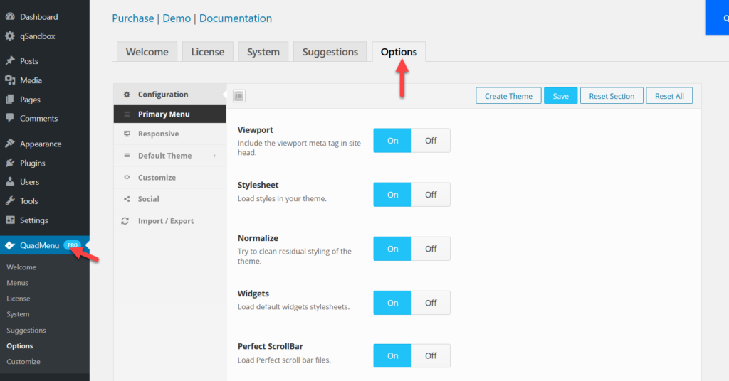 Tambahkan Ikon Media Sosial ke Menu WordPress - Opsi Quadmenu