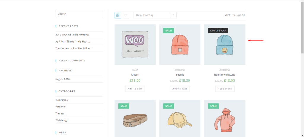 إخفاء منتج WooCommerce - قبل