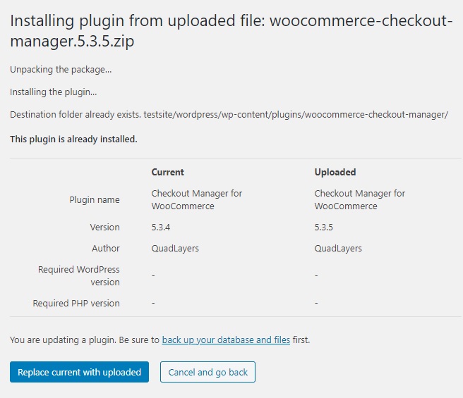 installazione del plug-in non riuscita installa manualmente il plug-in wordpress