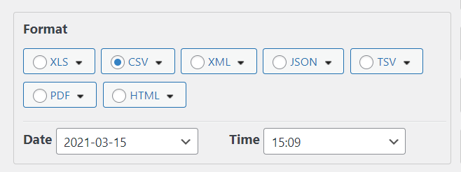 formato di esportazione