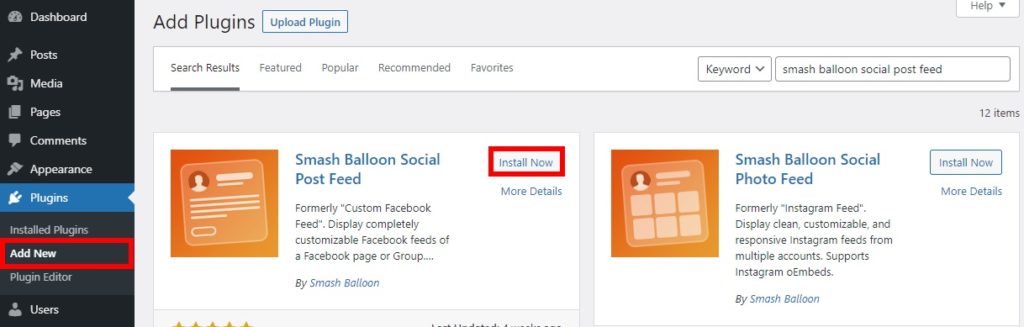 samsh balloon Social post feed install plugin add add facebook group feeds