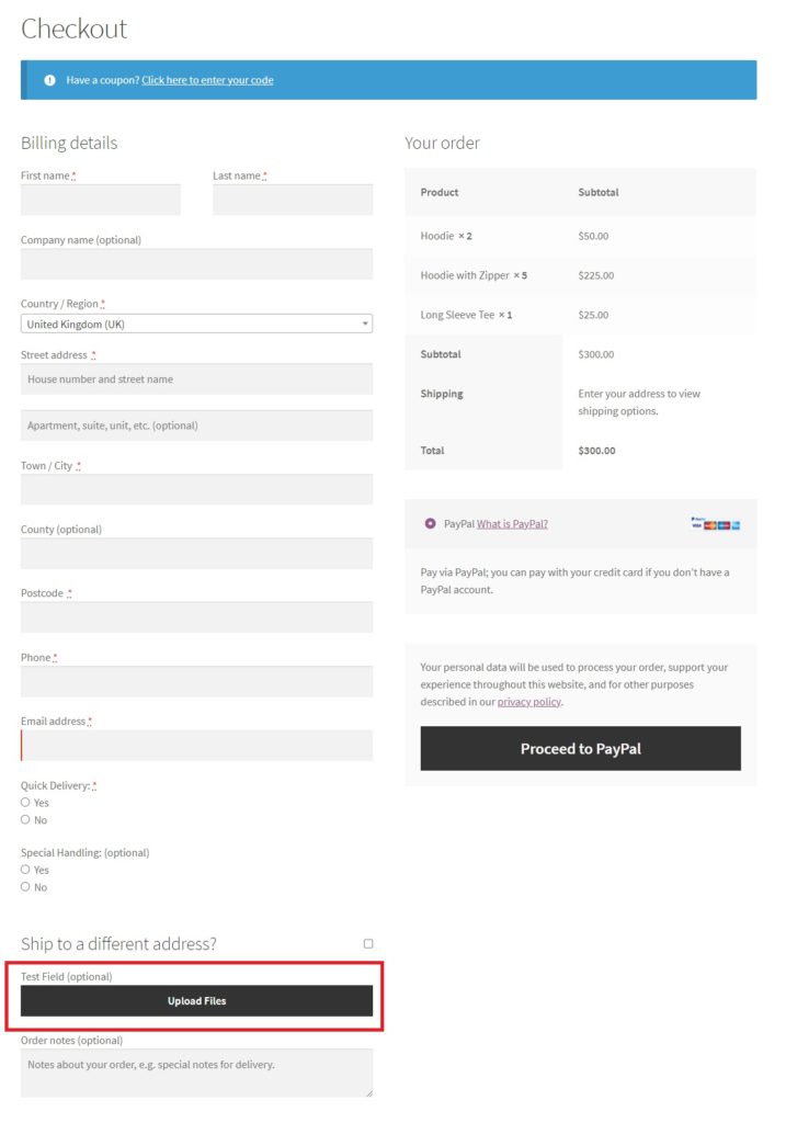 在 WooCommerce 中添加自定義上傳字段 - 結帳頁面