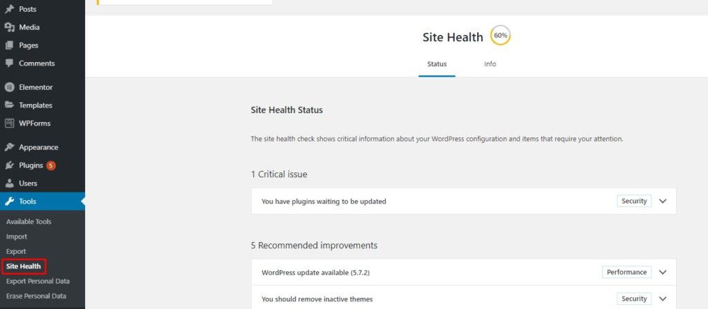 Sprawdź status REST API za pomocą WordPress Site Health