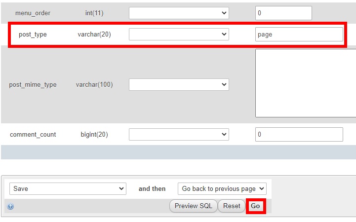 modifica il tipo di post phpmyadmin trasforma il post in pagina