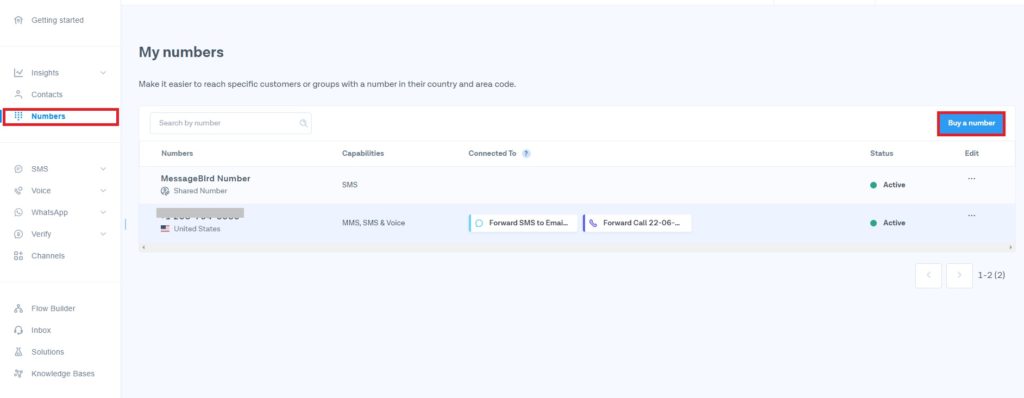 messagebird acquista un numero ottieni il numero virtuale di whatsapp