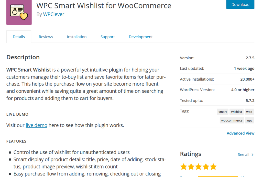 WPC lista de desejos inteligente para woocommerce