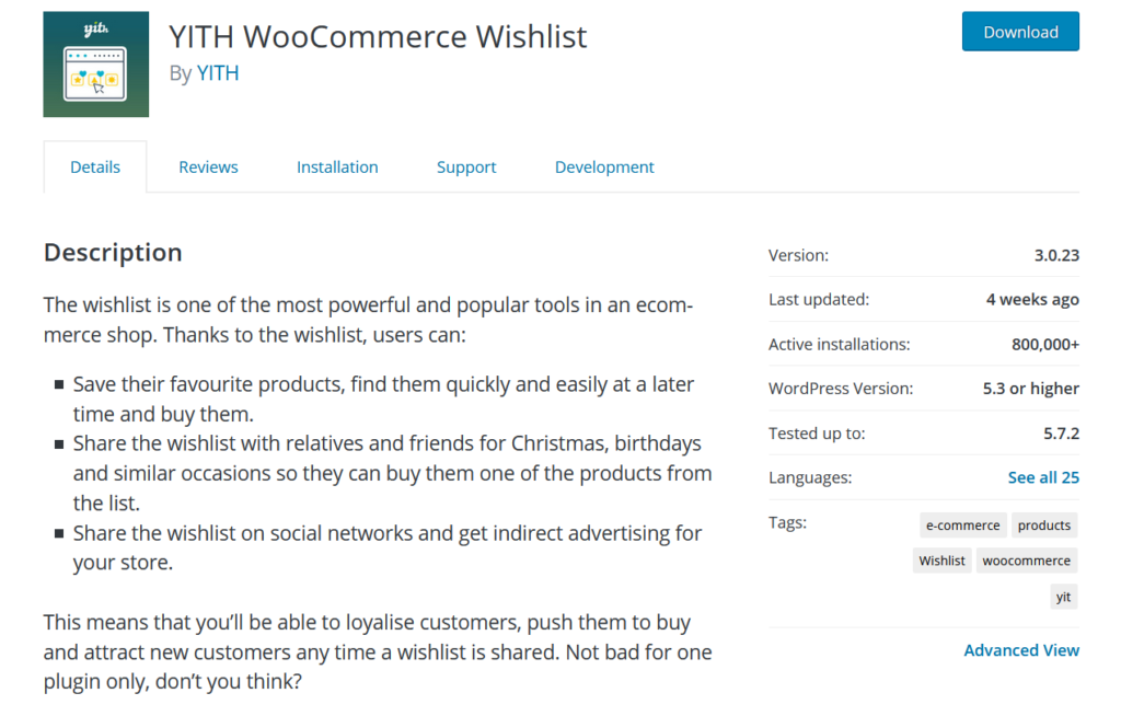 plugins de lista de desejos woocommerce - lista de desejos yith woocommerce