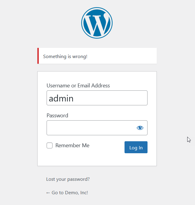 qualcosa non va Errore di accesso a wordpress