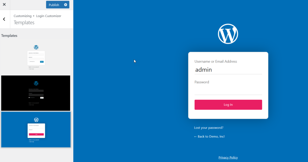 personalizzare la pagina di accesso di wordpress - modelli