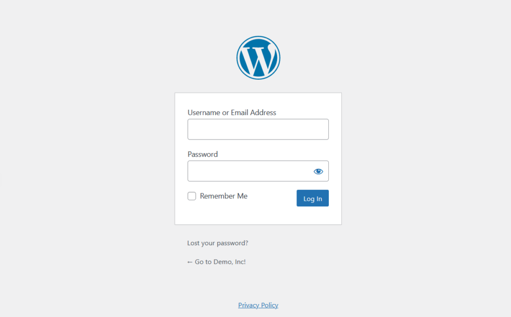 pagina di accesso predefinita di wordpress