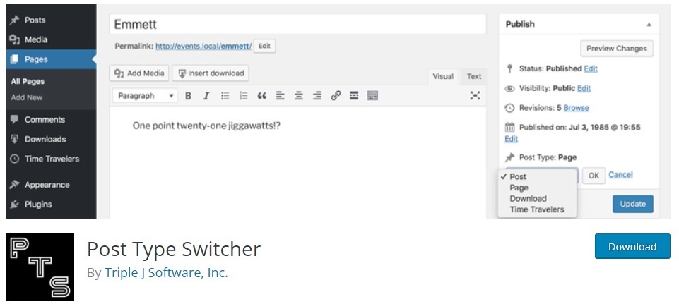 post type switcher changer le type de publication dans wordpress