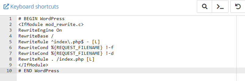 粘贴 htaccess 内容