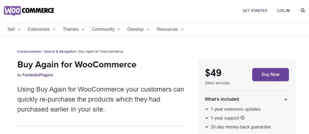 compre novamente para plugins woocommerce para repetir pedidos