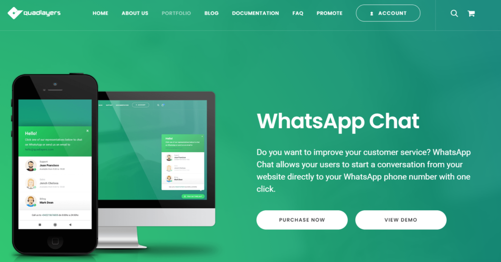 plugin per l'assistenza clienti di wordpress - chat di whatsapp