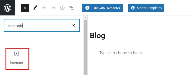 ブログページにショートコードブロックを追加する