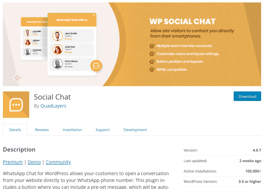 plugins de chat wordpress - chat WhatsApp