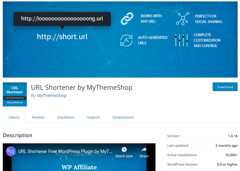 plugin di cloaking dei link di affiliazione - url shortner di mythemeshop