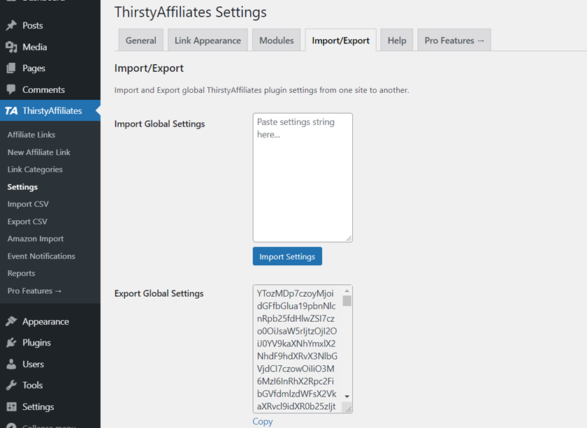 assettyaffilates import export settings