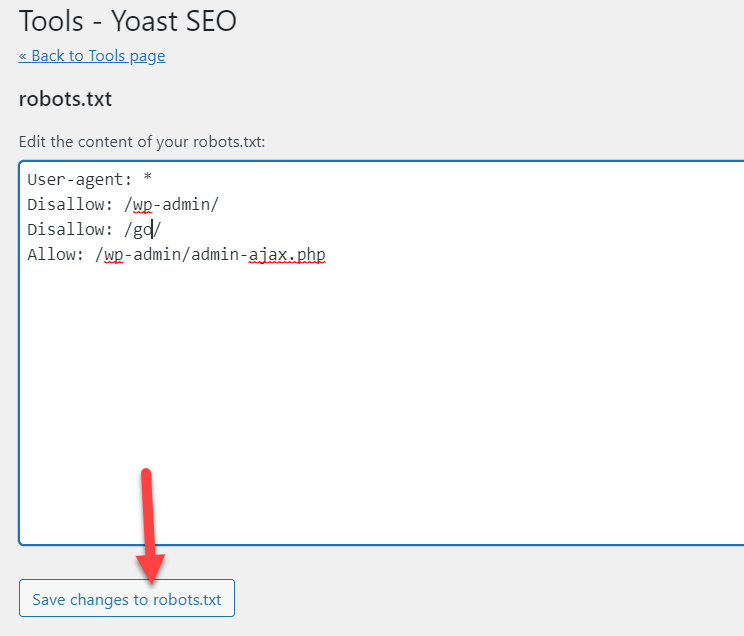 aggiorna il file robots.txt