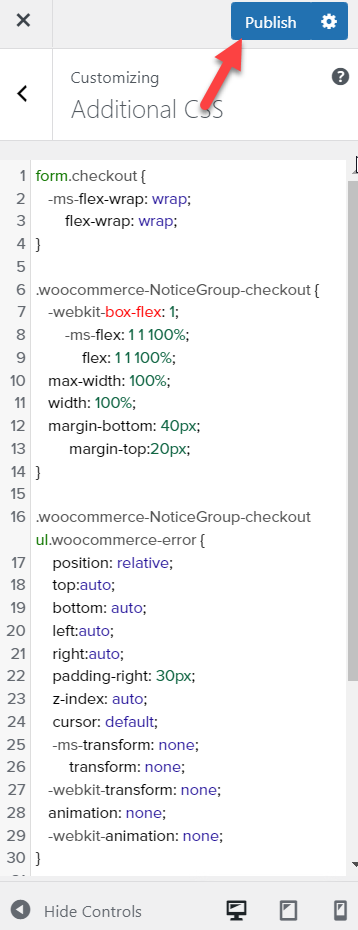 cssの変更を公開する