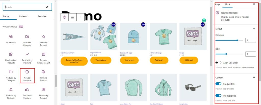 WooCommerceに最新の製品ブロックを追加