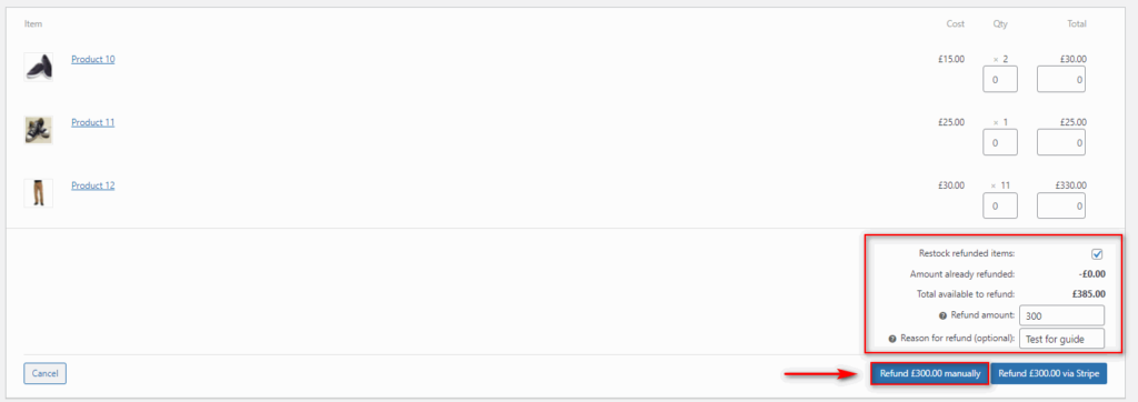 woocommerce中的退款訂單 - 手動退款