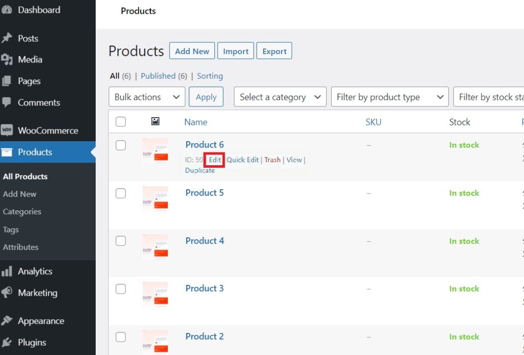 modifier le produit trier les produits woocommerce