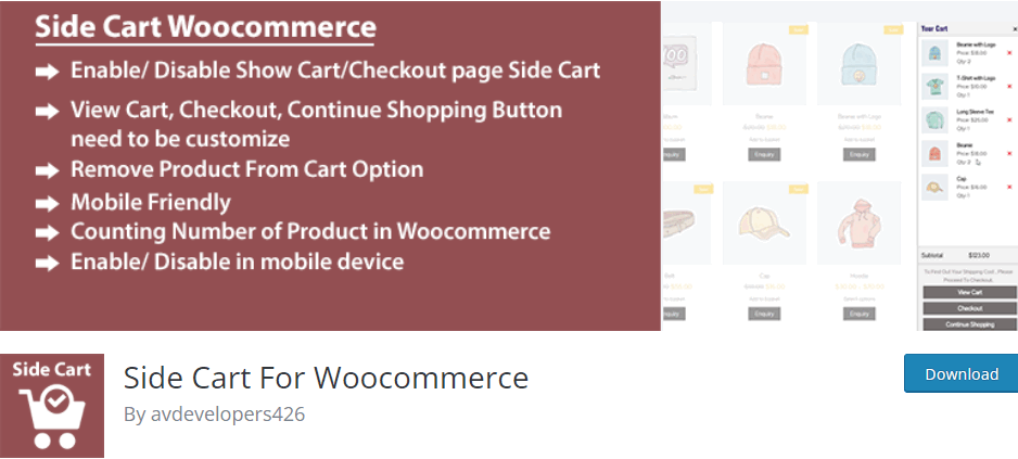 woocommerce 미니 카트 플러그인 - WooCommerce용 사이드 카트