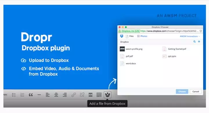 Dropr - ปลั๊กอิน Dropbox สำหรับ WordPress