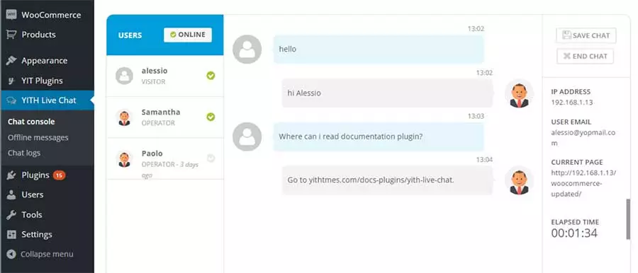 YITH WordPress 實時聊天