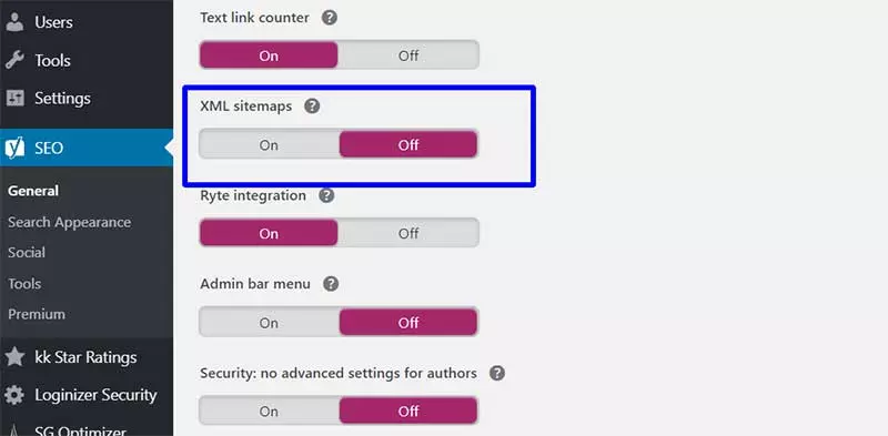 Yoast SEO แผนผังเว็บไซต์