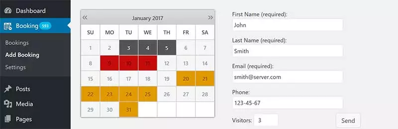 Calendario de reservas Complemento de WordPress