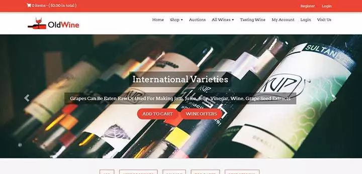 Antiguo tema de WordPress para subasta de vinos