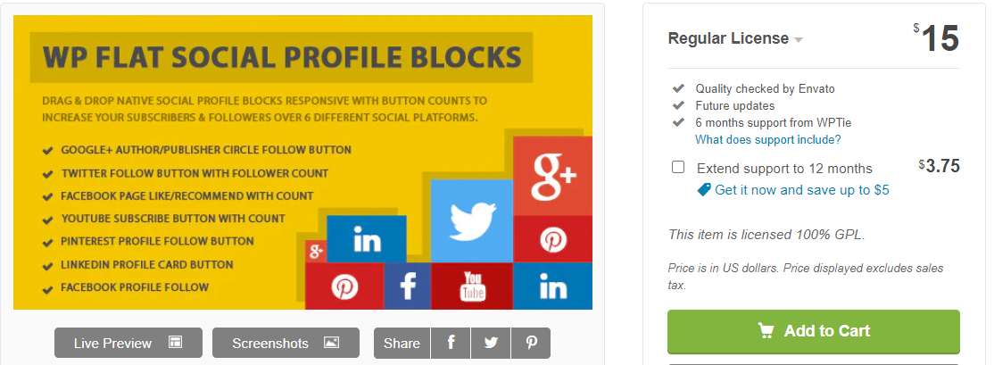 Blocs de profil social plat WP