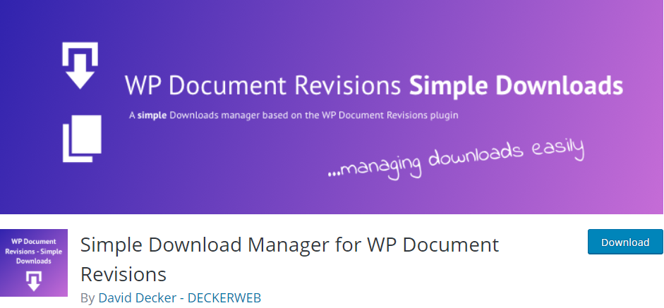 Simple Download Manager per le revisioni dei documenti WP