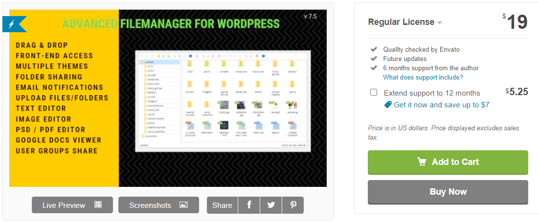 Plugin File Manager per WordPress