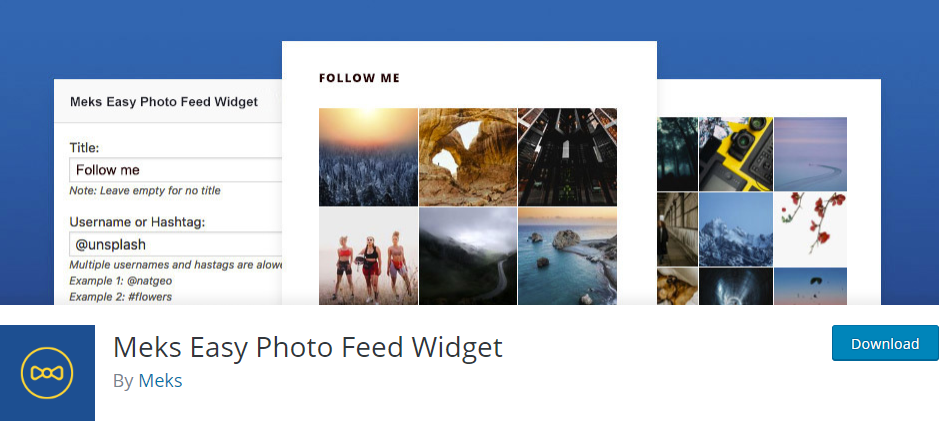 Widget per l'alimentazione delle foto facile di Meks