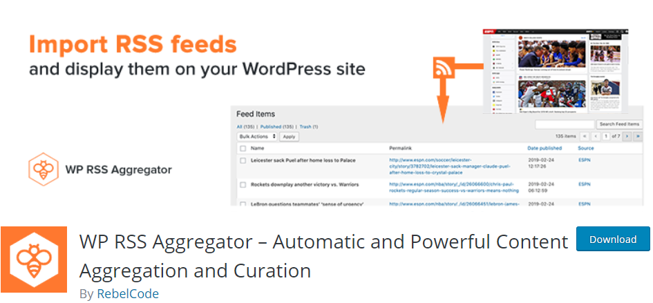 WP RSS Aggregator – Automatische und leistungsstarke Aggregation und Pflege von Inhalten