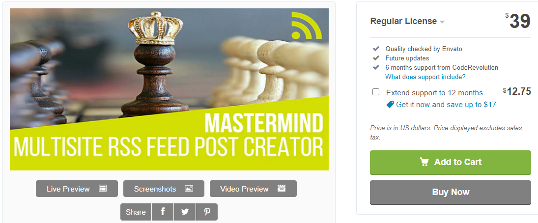 Mastermind Multisite RSS Feed Post Generator Plugin für WordPress