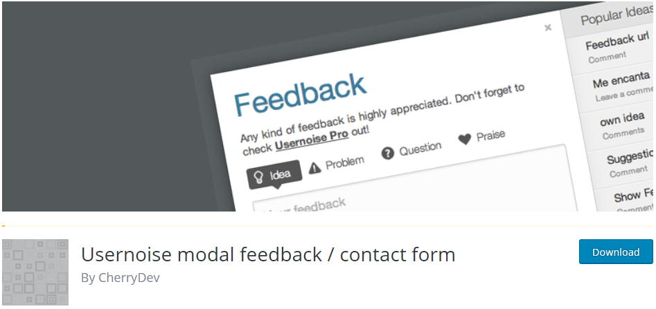 Formular de feedback și contact Usernoise Pro Modal