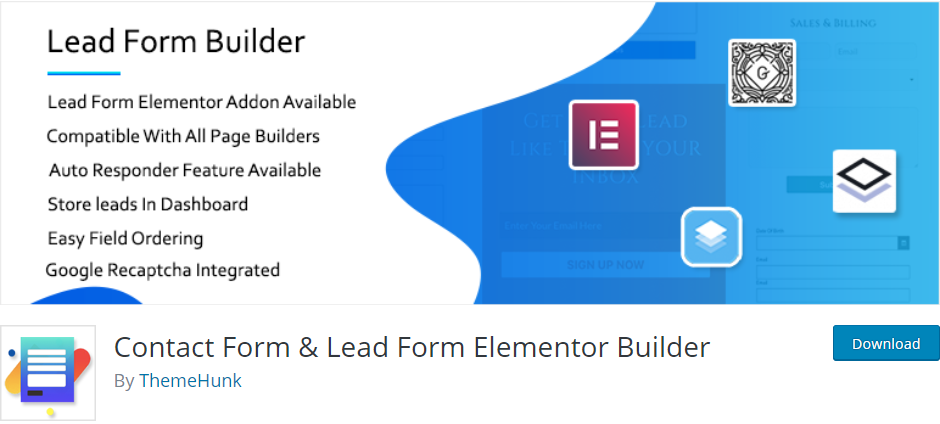 Formular de contact și formular pentru clienți potențiali Elementor Builder