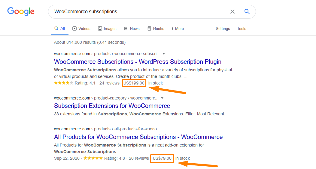 Google検索エンジンのWooCommerce価格