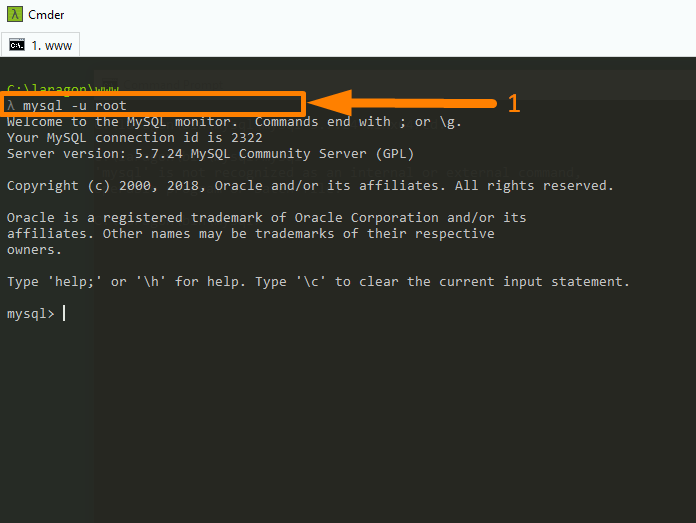 Подключение MySQL к командной строке базы данных — 2